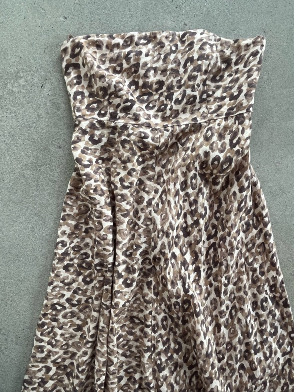 Carolina Belle Linen Blend Leopard Print Strapless Maxi Dress Size M - Picture 5 of 8